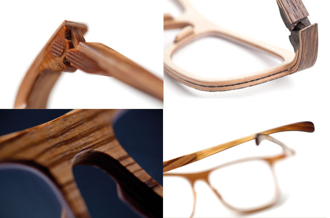 détails des lunettes en bois ROLF